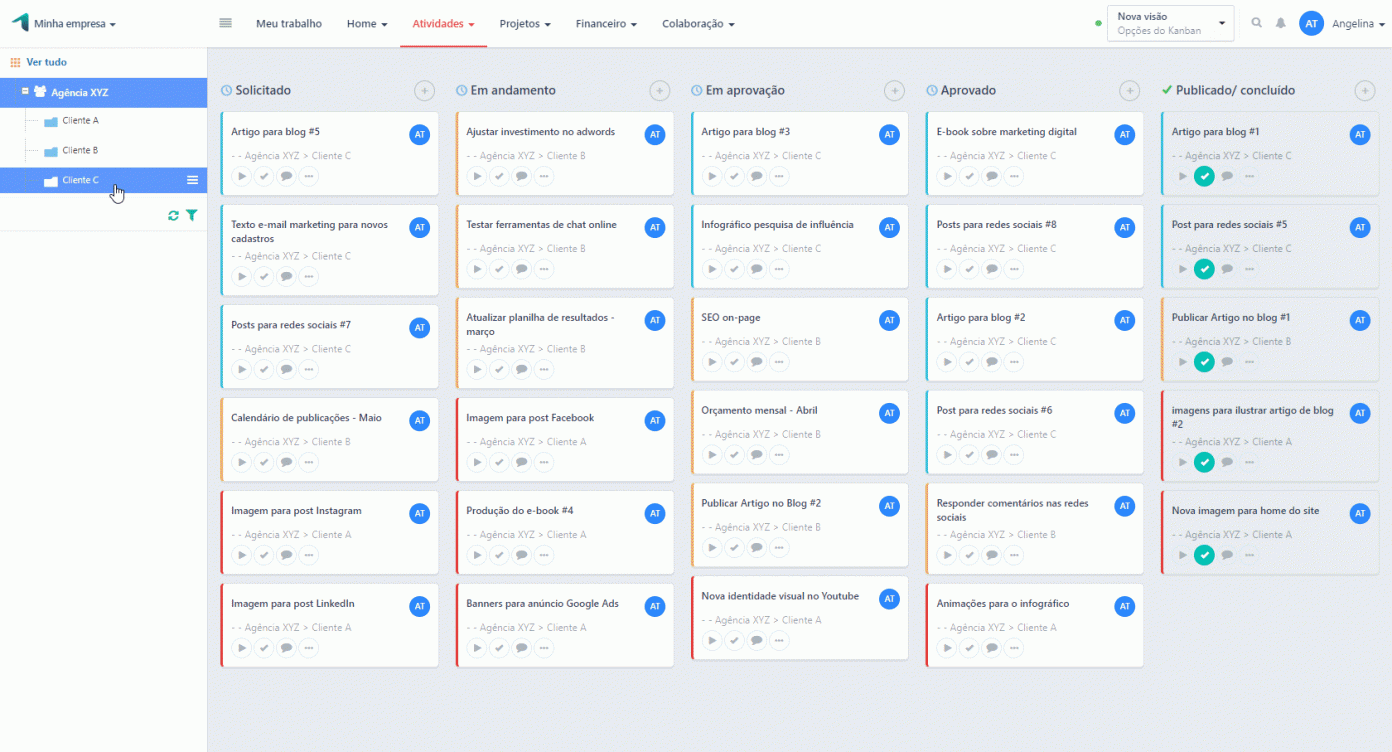 Quadro Kanban em agências de marketing