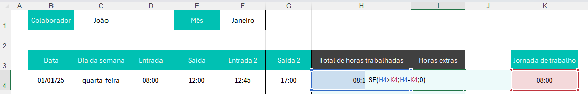 como montar uma planilha de horas trabalhadas 6